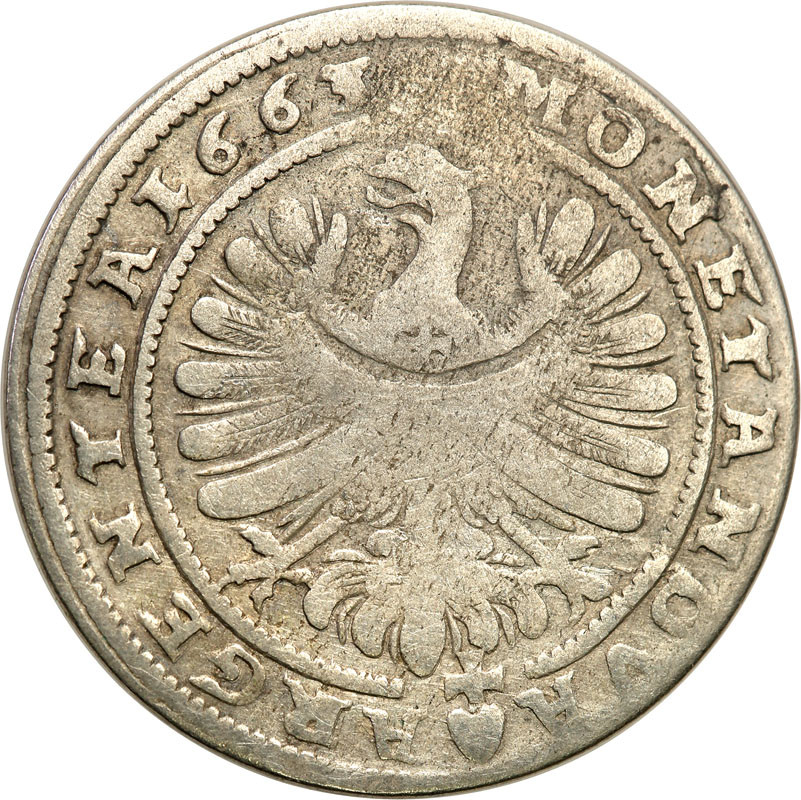 Śląsk, ks. legnicko-brzesko-wołowski. Ludwik IV Legnicki (1653-1663). 15 krajcarów 1663, Brzeg - Nienotowane